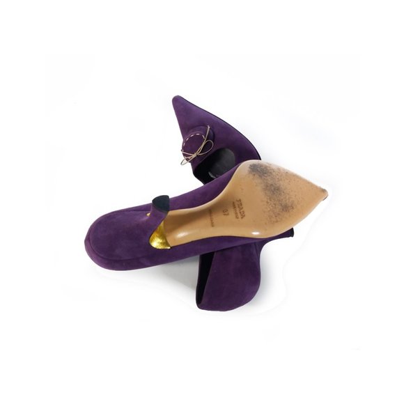 PRADA SHOES Womens 37 PURPLE Suede Pumps Heels Size 7 - Picture 8 of 10